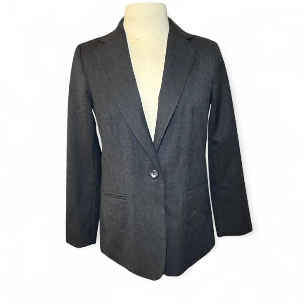 Pendleton Women’s Grey 100% Virgin Wool Blazer with One-button Closure Size 8